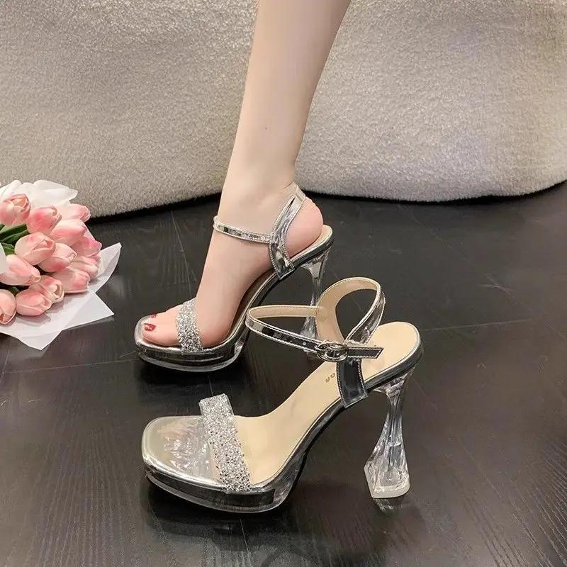 Fashion Rhinestones Wedge With Platform Waterproof Ladies Shoes Vip Summer 2025 Comfortable Women's Sandals Luxury Designer Sandal Sales