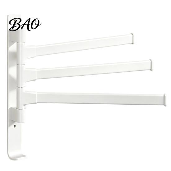 Drill Free Towel Bar Swivel Rack, 180 Degree Rotating Design, Wall Mounted Space Rack for Bathroom Aluminum Swing Holder, Anti-slip Organizer Kitchen