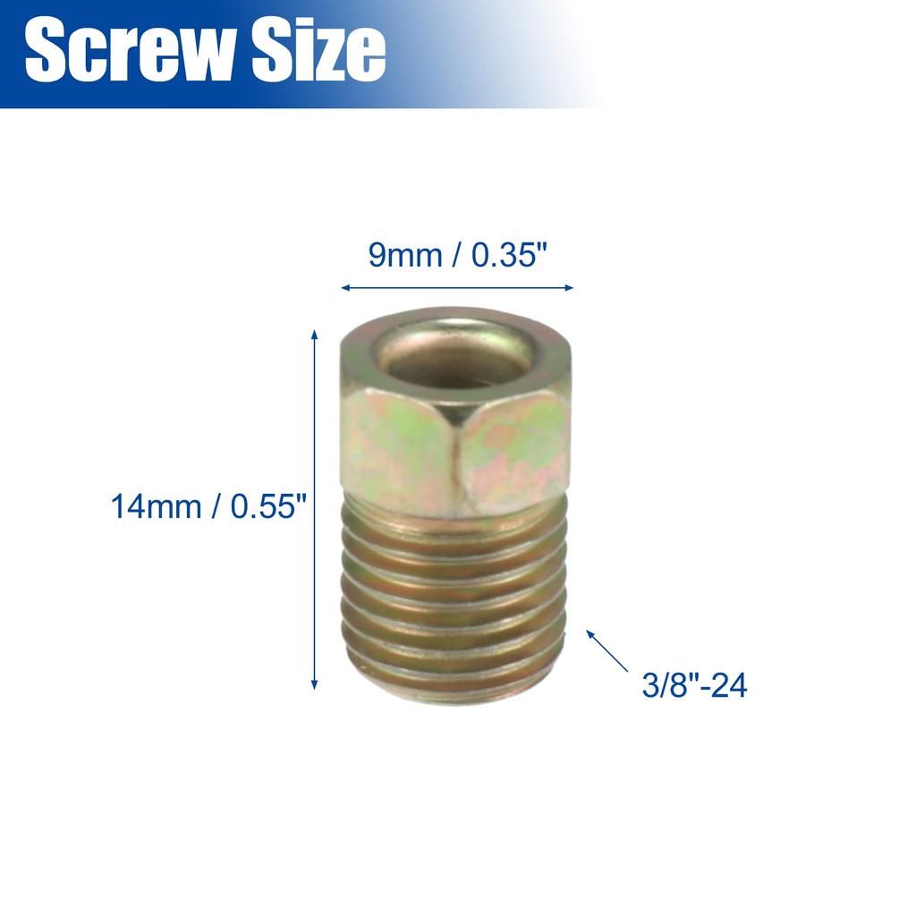 X AUTOHAUX Brake Line Nut Fitting for 4.8mm Steel Brake Line Tube for Car 9.5mm-24 Screw 10pcs