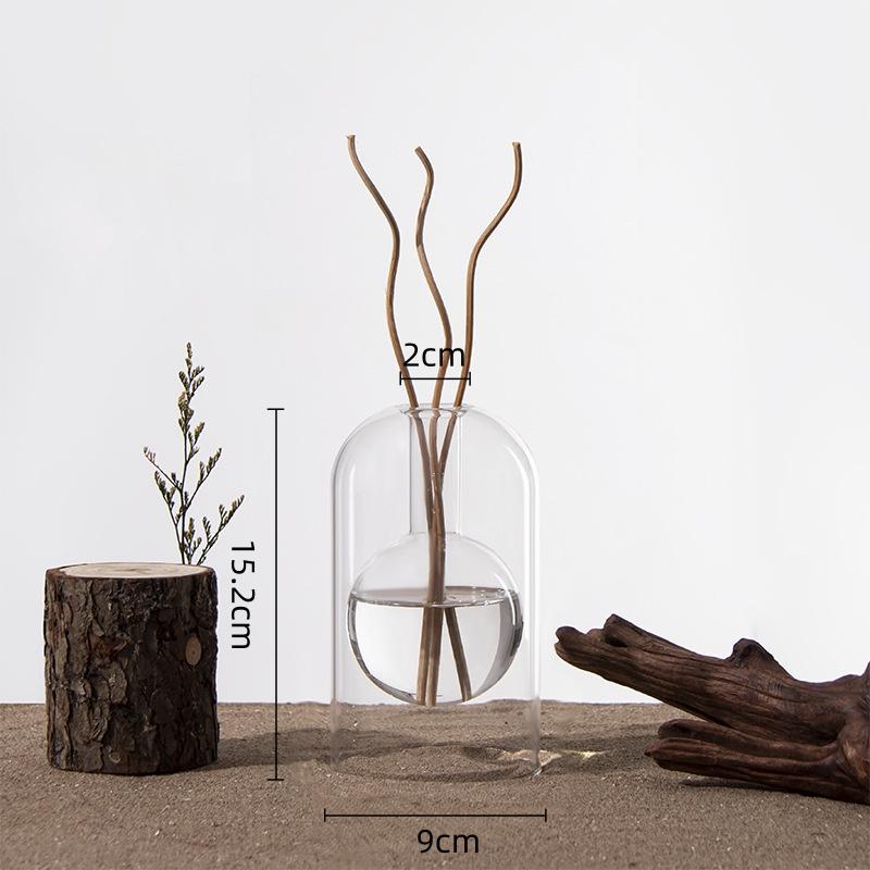 

Transparent Double-layer Glass Vase Scented Bottle Candlestick Incense Base Terrarium Flower Vase Home Decoration Accessories
