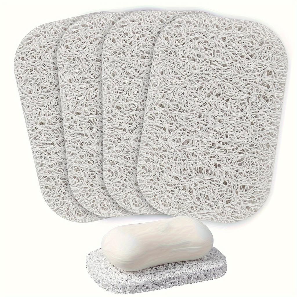 4pcs White Soap Saver Pads - Easy Clean, Durable Plastic for Shower, Kitchen & Bathroom Use