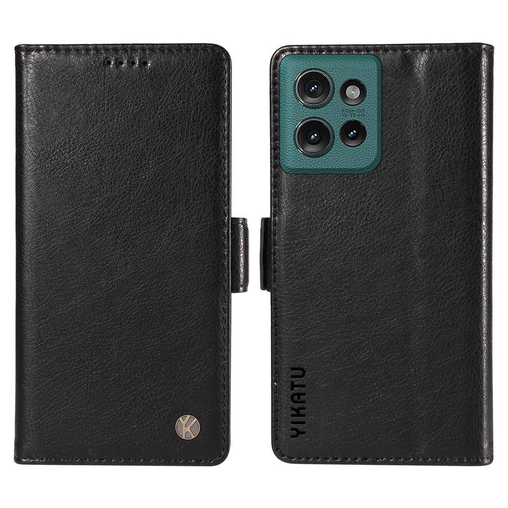 YIKATU YK-007 Für Motorola Edge 50 5G Hülle Seitliche Schnalle PU Leder Handyhülle Litschi Textur