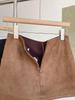 Retro Suede High-Waisted A-Line Mini Skirt Pants - 2025 Autumn/Winter Korean Style