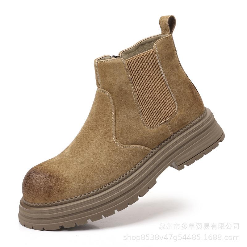 

Autumn and winter new British Martin boots medium top thick bottom fleece thickened sleeve short boots retro outdoor boots 38 хаки