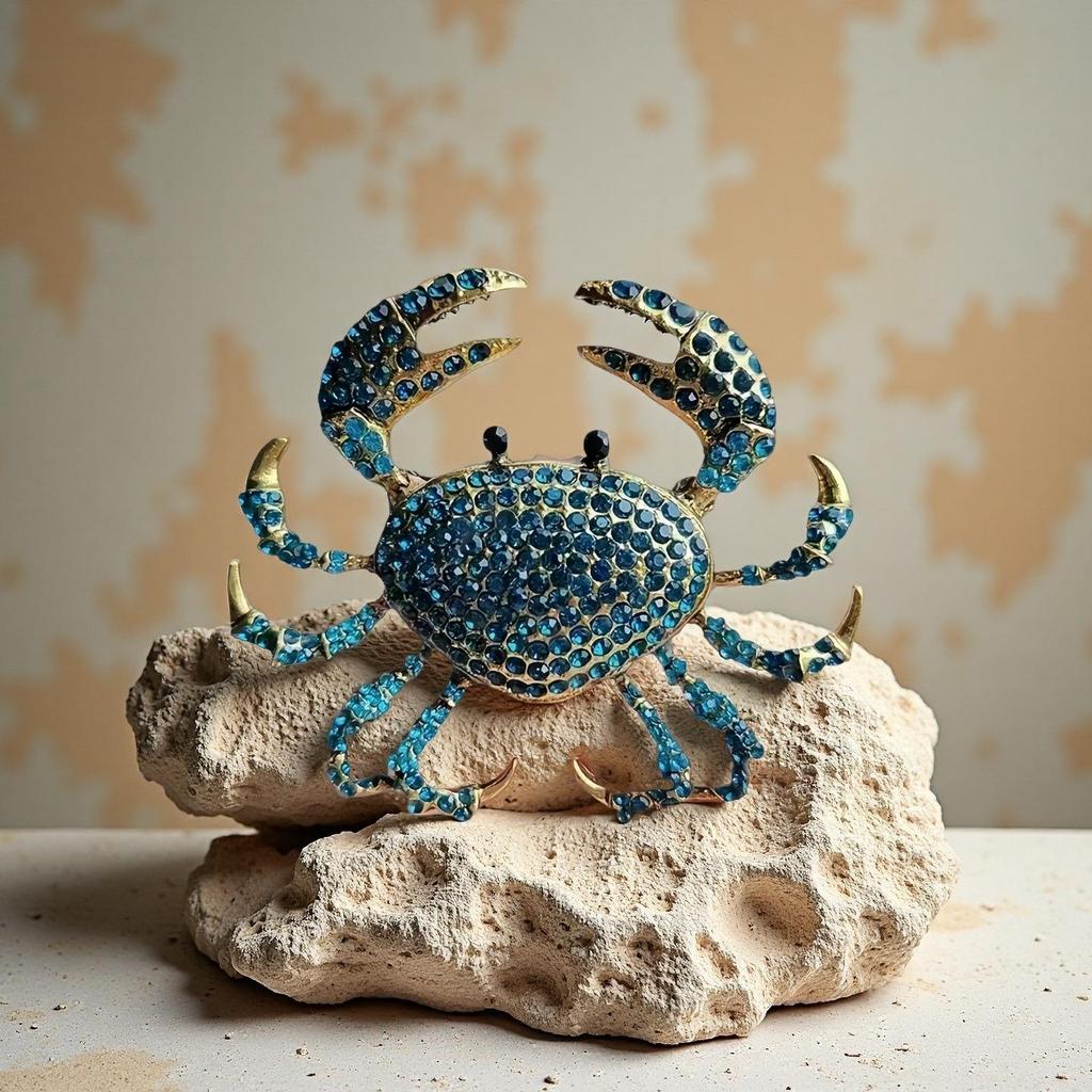 European Retro Crab Brooch: Creative Fashion Pin with Floral Accent, High-Grade Corsage for a Unique and Exquisite Look.