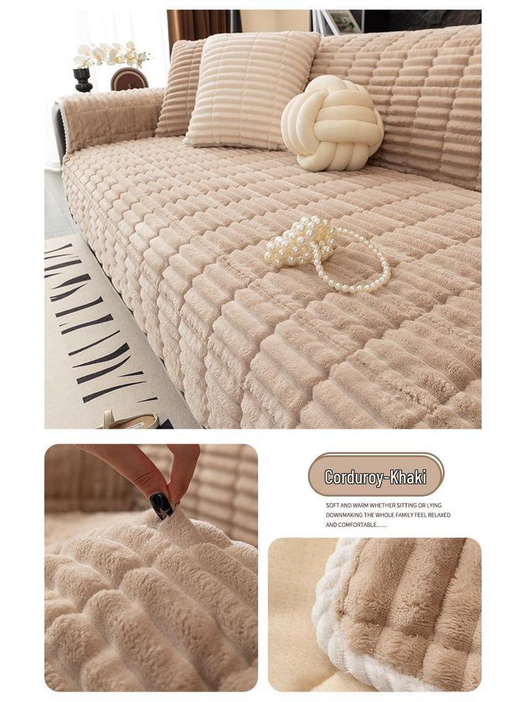2026 Winter Plush Non-Slip Sofa Cushion & Leather Cover