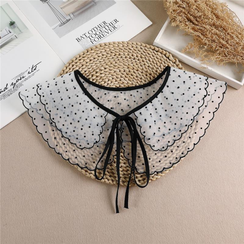Lace Fake Collar Women Detachable Collars For Women False Collar Embroidery Floral Lolita Lapel Half Shirt Shawl Wrap Decoration