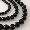 Black Natural Stone Necklace Women's New Popular Black Agate Beaded Collarbone Chain Premium French Sweater Necklace