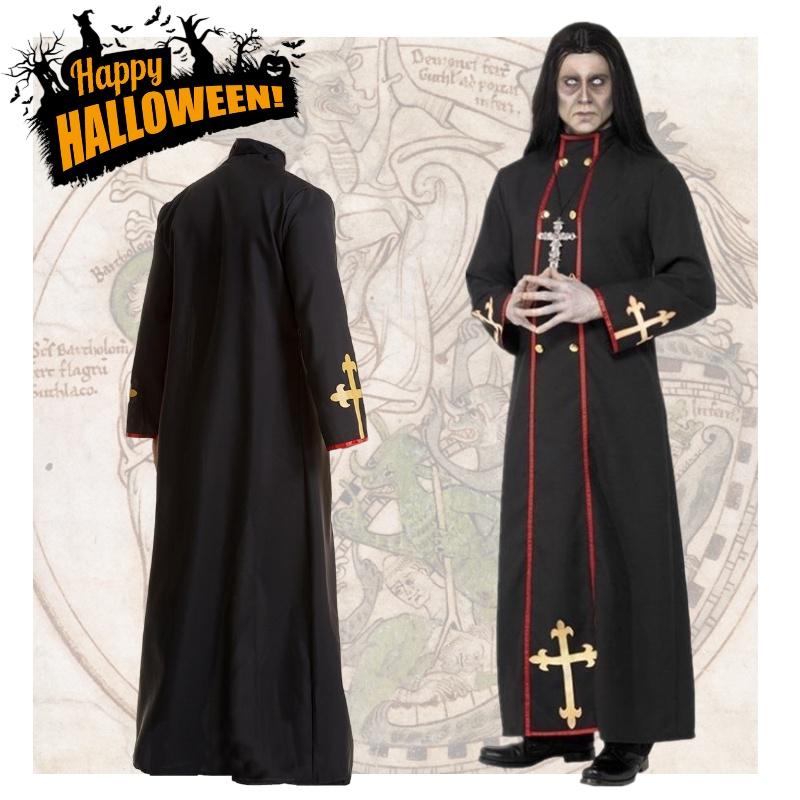 Robe Medieval Priest Cosplay Costume Party Halloween Roleplay Outfit Events