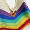Rainbow Color Big Tote Bags For Women Woolen Knitted Big Capacity Shopper Shoulder Hobo Bag 2026 Summer New University Book Bags