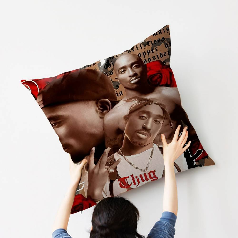 2PAC Hip-Hop Sänger Kissenbezug Auto Überwurfskissenbezug Für Sofa Auto Weihnachtsgeschenk 40x40cm 45x45cm