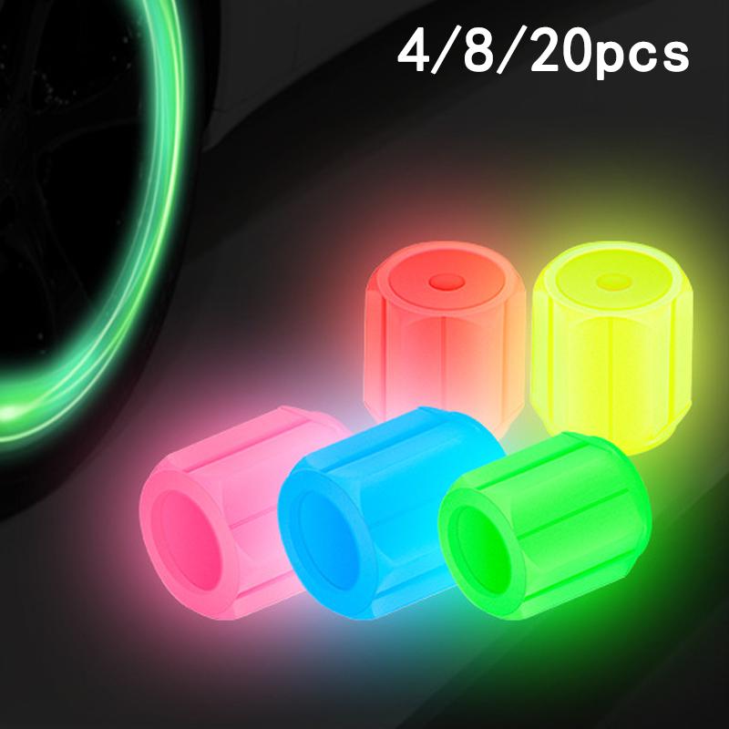 Luminous Tire Valve Caps 6 Colors Car Motorcycle Glowing Valve Cover Car Tire Wheel Hub Styling Tool Auto Accessories 4/8/20pcs Stem Caps1