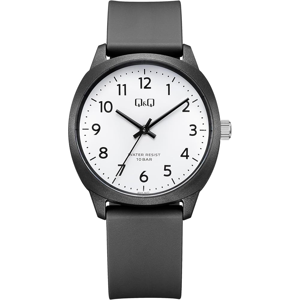 Citizen Q&Q Lightweight 10 ATM Water Resistant Simple Black Watch with Easy-to-Read Dial V52A-501VK