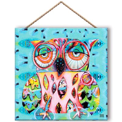 [Q8307] - Multicolored 'Allen Designs' Wooden Panel Frame (Owl) - 19. 5x19. 5cm