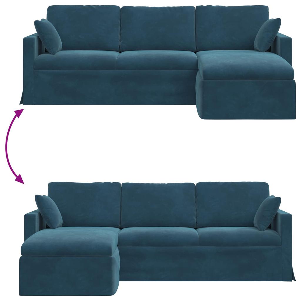 Blue Sofa 228 X 134 X 80 Cm Velvet