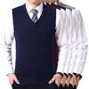 Chaleco de Lana de Cuello en V para Hombre Talla Grande - Jersey de Punto Casual de Otoño/Invierno, Suéter sin Mangas para Mediana Edad y Jóvenes