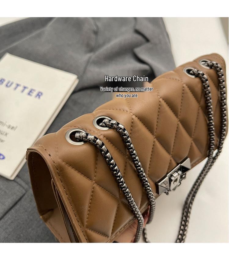 2024 Women's Retro Diamond Lattice Chain Crossbody Bag - Fashionable Small Square Shoulder Bag
