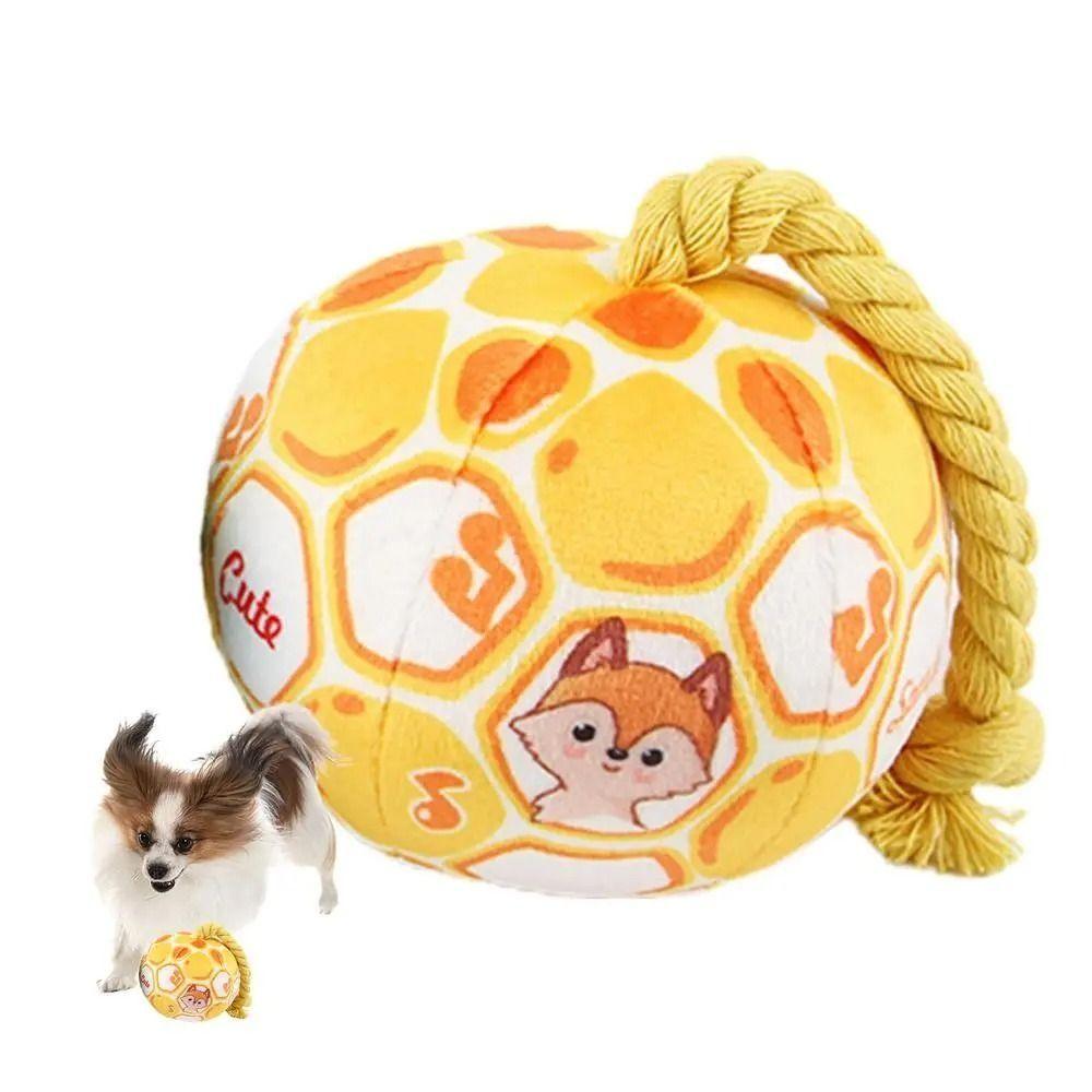 

PP Cotton Filling Dog Toy Ball Interactive Bell Doggy Disc Ball Pet Plush Sound Toy for Outdoor жовтий