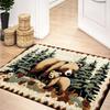 Bear Rug Mat Farmhouse Bathroom Rugs Animal Brown Bear Forest Trees Rustic Cabin Carpet Camping Bath Rug Sets for Bathroom Bedroom Kitchen Outdoor