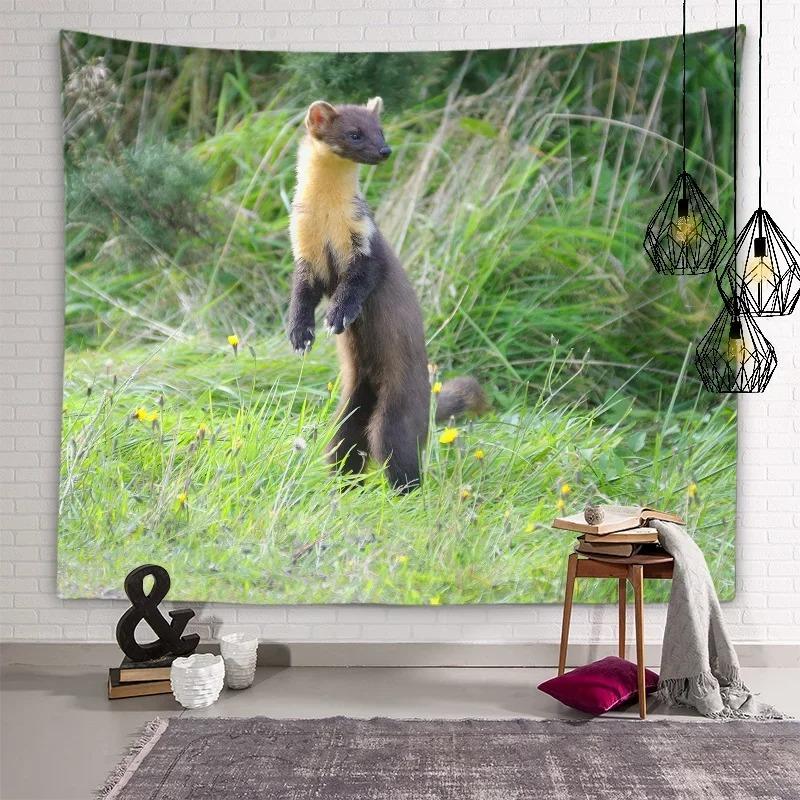 Cute Mink Animal Decorative Tapestry Home Wall Living Room Office Decorative Tapestry