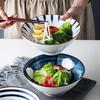 1PC Japanese Ceramic Noodle Soup Large Bowl Household Beef Noodle Rice Bowl Retro Fruit Salad Tableware Kitchen Restaurant Hot