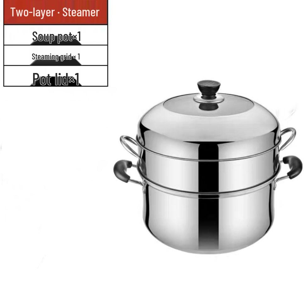 Old-Fashioned Stainless Steel Multi-Layer Steamer Pot with Composite Bottom