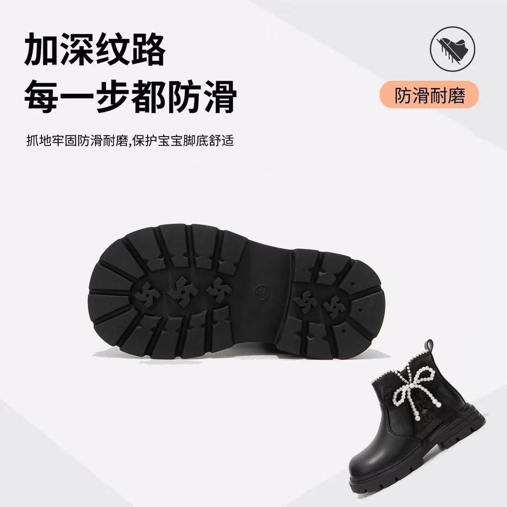 Girls shoes children's princess Martin short boots 2025 new autumn and winter girls soft-soled black foreign-style small leather boots