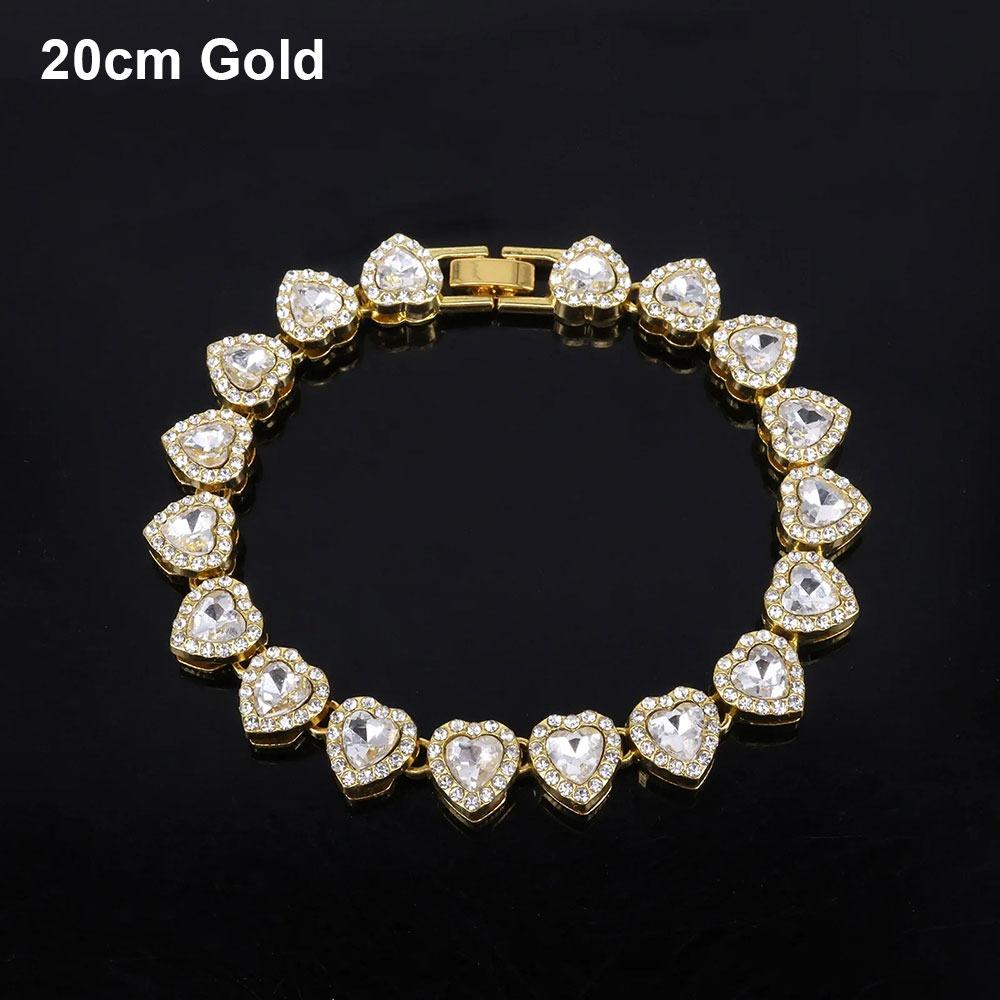 1Pcs Heart-shaped Chain Bracelet Alloy Rock Party Jewelry Durable Rhinestone Necklace