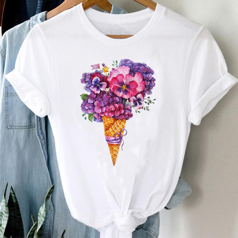 90er Jahre Damen Aquarell Ananas Süß Trend Niedlich Kurzarm Sommer Mode Print T-Shirt Top T-Shirt Dame Damen Kleidung Freizeit Grafik T-Shirt