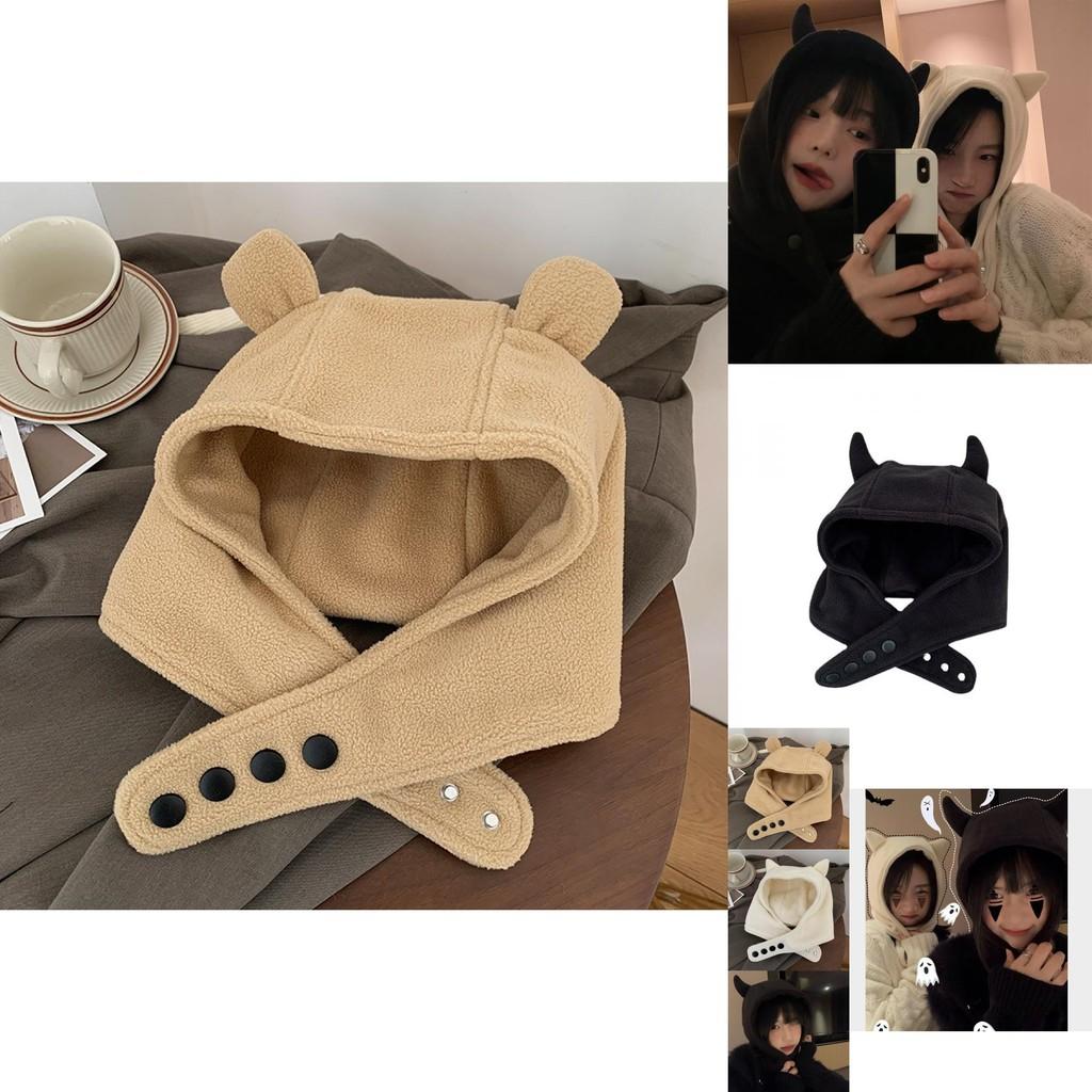 Adorable Winter Cotton Devil Ear Hat For Women Cute And Warm Plush Design