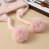 Korean Cute Colorful Bear Ear Wool Ball Cap Autumn and Winter Casual Cold Warm Hat Showing Face Small Knitted Wool Cap
