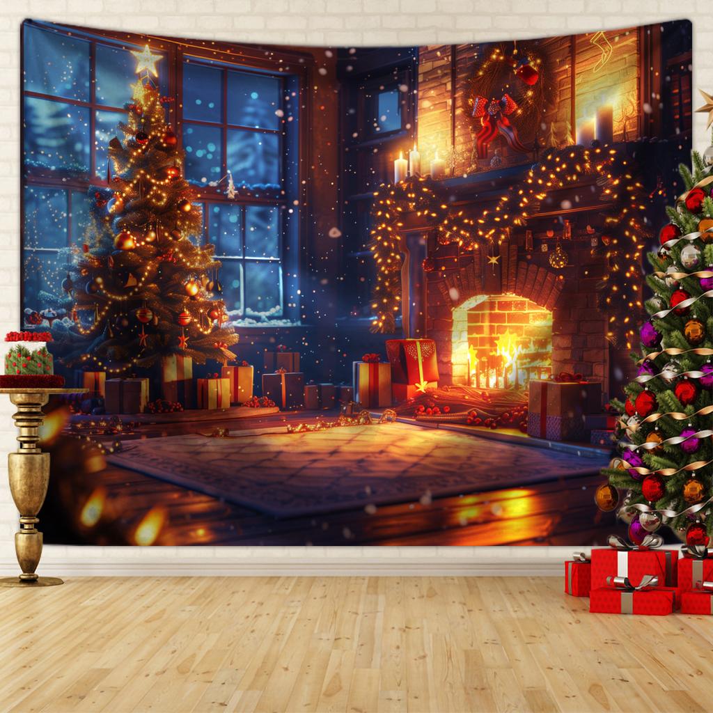 Winter Morning Reindeer Christmas Tree Wall Hanging Tapestry Christmas Wall Hanging Tree Wall Hanging Gorgeous Christmas Tree Fireplace Gifts