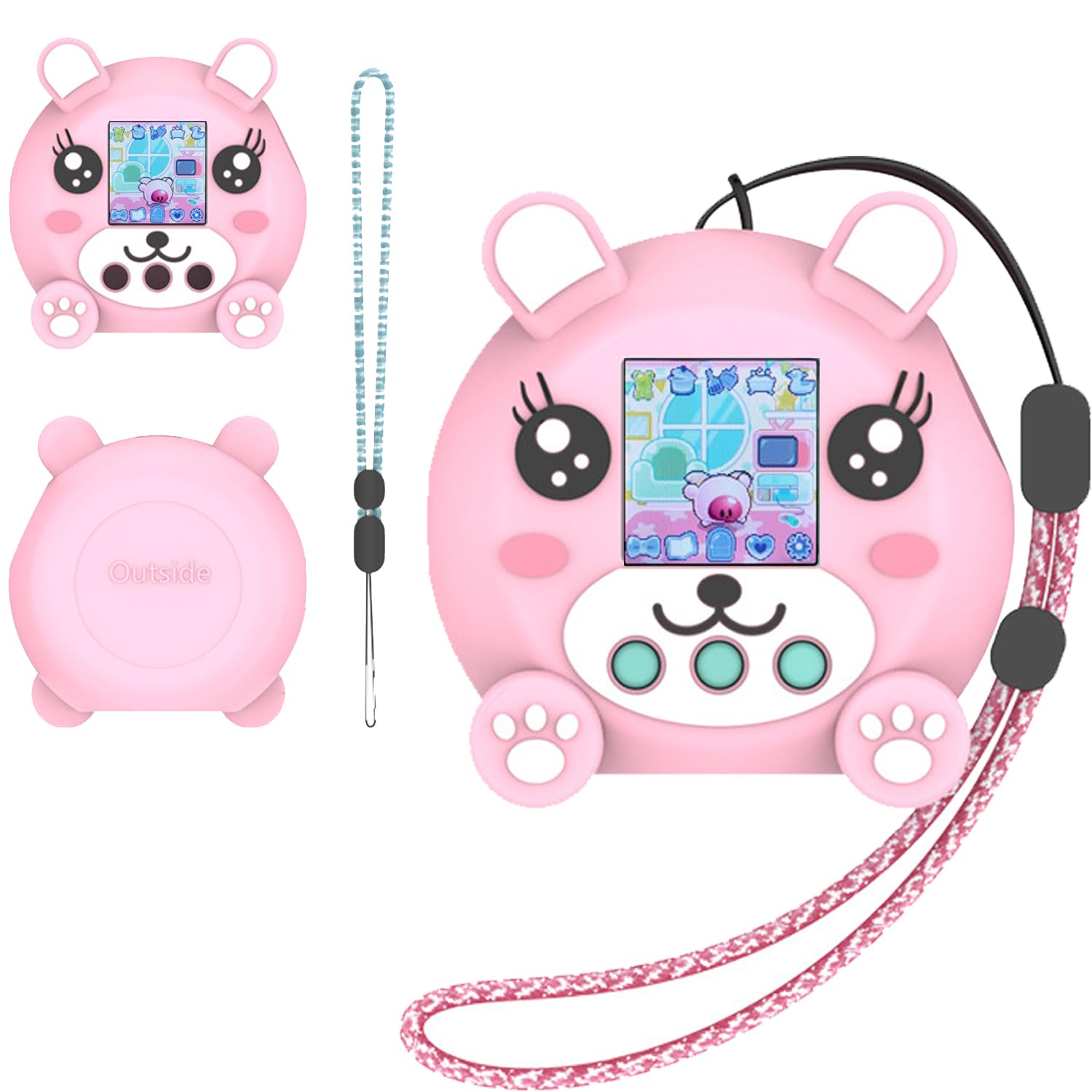 

For TAKARA TOMY Punirunzu Punirune Case Cover Waterproof and Dustproof Compatible TPU Punirunes Protective Case with Strap Drop Prevention Scratch рожевий