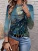 Women's T-shirt 3D Printing Green Plant Print Fashion Long Sleeve Round Neck Regular Top Holiday Weekend Spring and Autumn Y2K