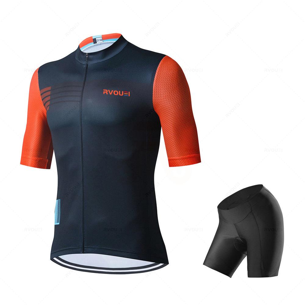 2026 Team Summer Short Sleeve Men Cycling Set Bike Clothing Breathable Anti-UV Bicycle Wear Rvouei Jersey Mallot Ciclismo Hombre