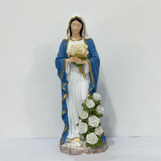 Yousheng Virgin Mary Garden Light, Outdoor Mary Statue with LED Glowing Rose, Blessed Mother Figurine for Catholic Garden Lawn Patio Decor, Memorial
