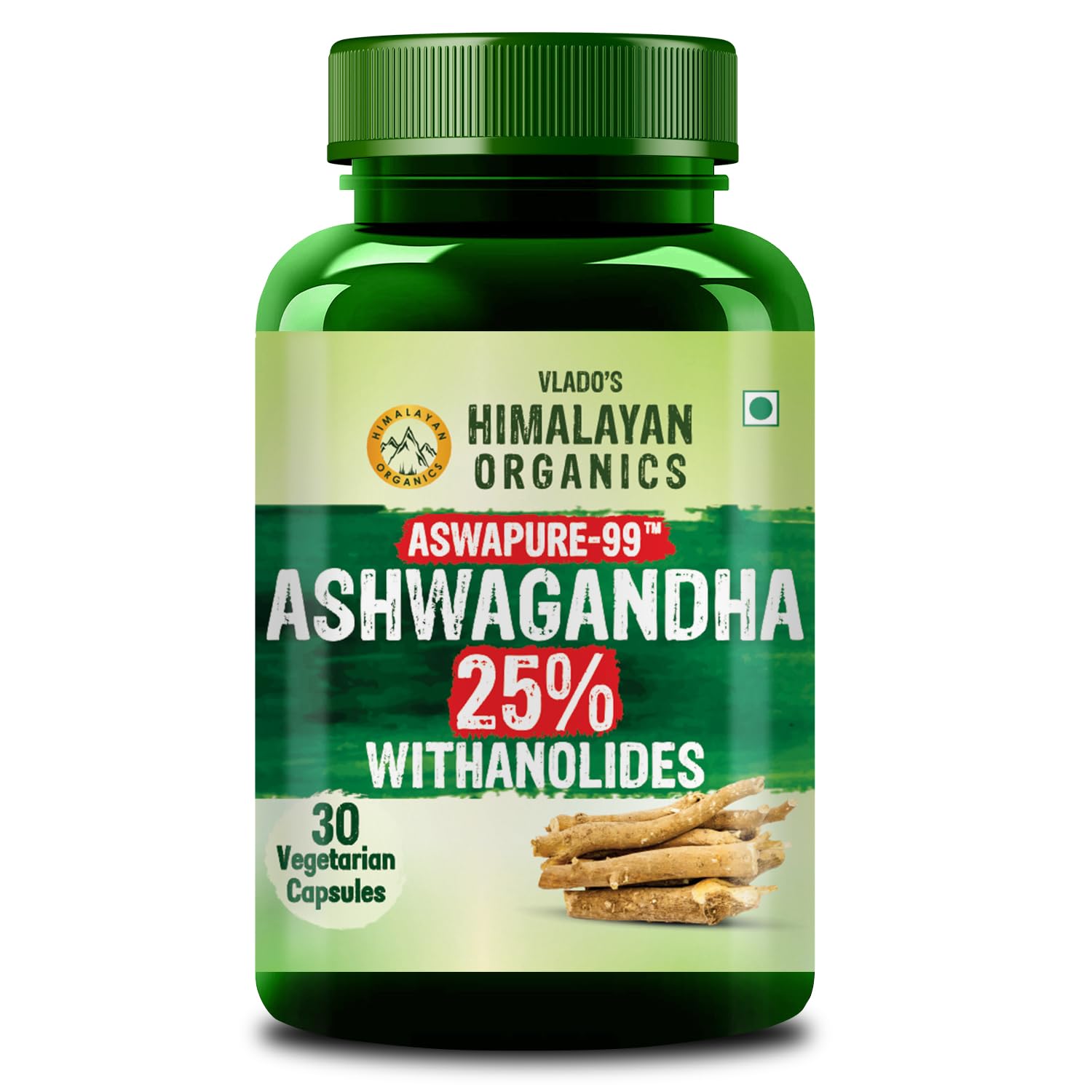 

Vlado s Himalayan Organics Ашваганда 25% Вітанолідів 600МГ - Капсули Кореня Високої Потужності для Концентрації, Енергії, Сили - 30 Штук