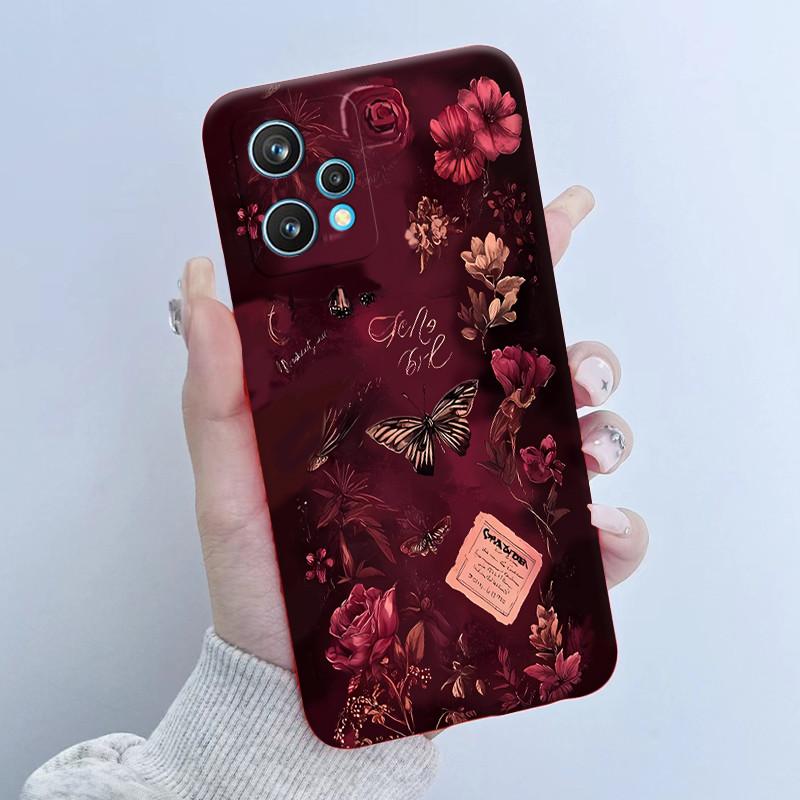 For Realme 9 Pro Plus Phone Case RMX3392 RMX3393 Flower Girl Design Soft Silicone TPU Back Housing For Realme9 4G RMX3521 Covers