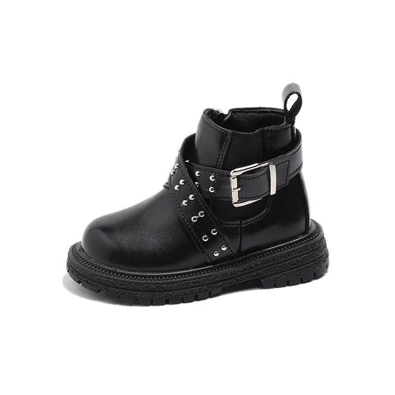 Little Toddlers Boys Fashion Boots Kids Ankle Boots with Rivets 2024 Autumn Winter Baby Girls Tide Children Casual Shoes 21-30