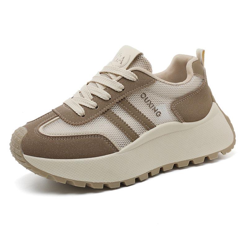 HY2525 Little White Shoes Women's Tide Shoes Summer and Autumn Mesh Breathable Women's Shoes Versatile Student Shoes Leisure Sports Thick Sole