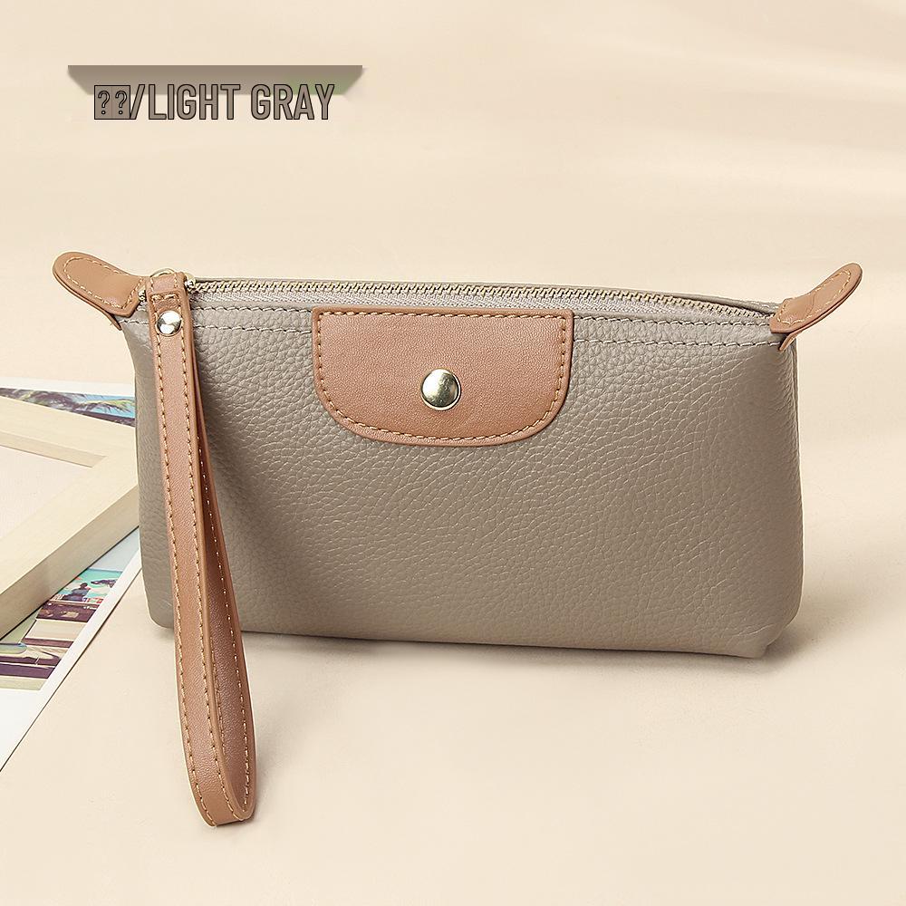 Women's Long Genuine Leather Wallet - Large Capacity, Lightweight, Fashionable Color Block Clutch with Zipper