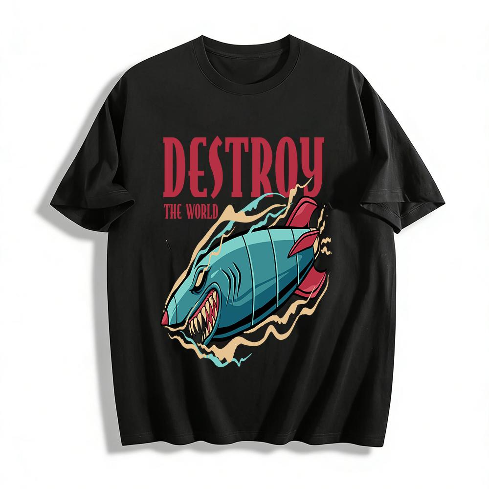 

Shark Bomb Print Cool T Shirt Unisex Trendy Streetwear Top Pure cotton T-shirt 6XL