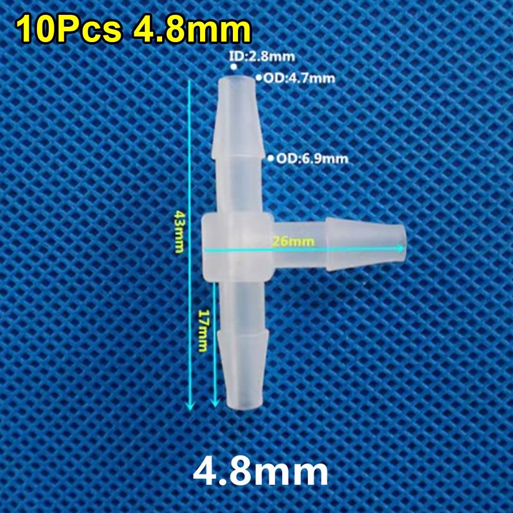10Pcs 1.6-15.8mm T-Type Tee Connector Equal Diameter Plastic 3 Way Connector PP PE Soft Hose Fittings