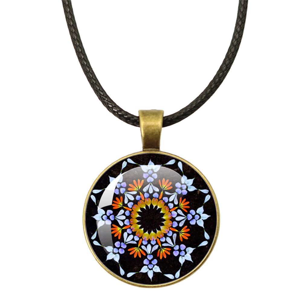 Tree of Life Rope Chain Glass Pendant Necklaces For Women Yoga Mandala Necklaces Gift Charm Beautiful Mandala Women Jewelry