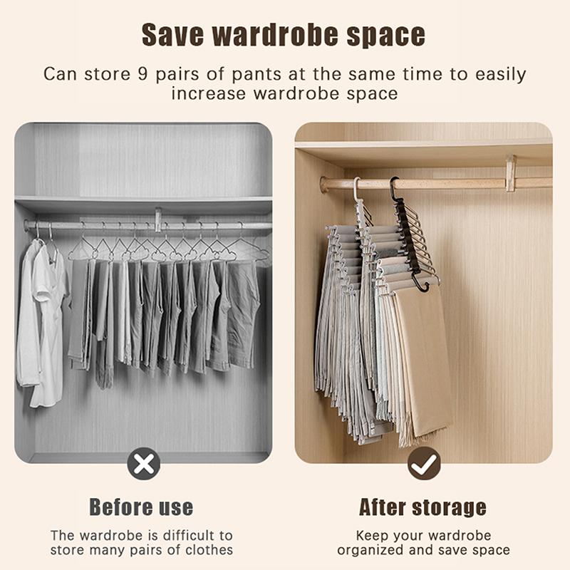 Sammenleggbare magiske buksehengere 5/9 lag rustfritt stål plassbesparende klesstativ organizer for garderobe jeans bukser skjerf