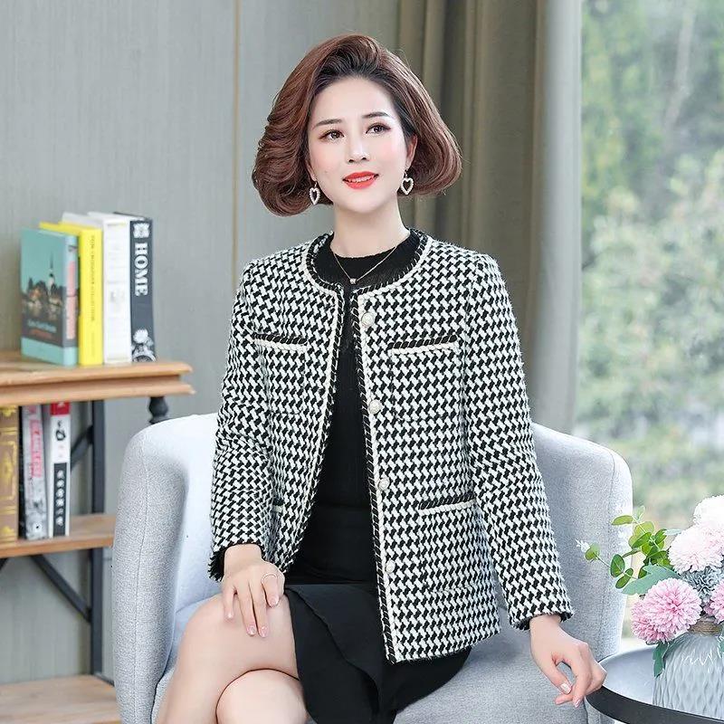 

Весеннее пальто, женская благородная короткая куртка в западном стиле, топ большого размера для среднего и пожилого возраста XXXXXL чёрный