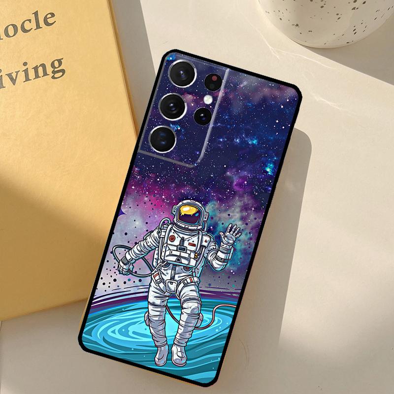 Cartoon Space Astronaut Phone Case For Samsung Galaxy S23 S20 S21 S22 S24 S25 Ultra S9 S10 Plus S25 FE Cover Shell