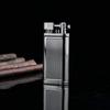 Black Vertical Stripe Windproof Lighter with Metal Pipe and Oblique Flame Design