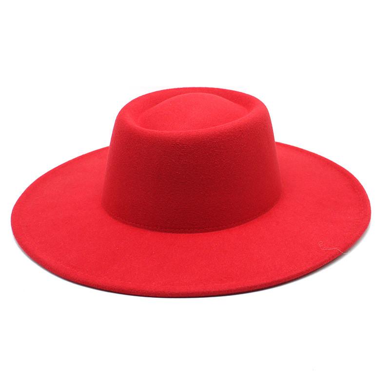 Woolen Fedora Hat Unisex With Large Brim And Satin Texture For Spring And Fall Wear