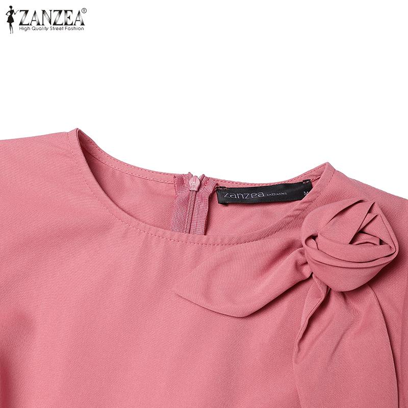 ZANZEA Dámské ležérní 3D květinové patchworkové letní šaty s krátkým rukávem